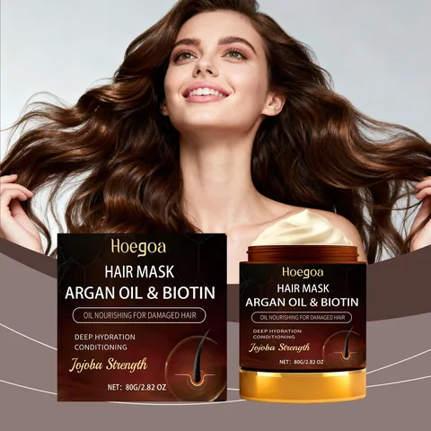 Hoegoa Arganöl Biotin Haarmaske Für Geschädigtes Haar Tief Hydratisierend Glättend Jojoba Kraft Nährende Tägliche Haarpflege Behandlung