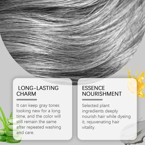 Hoegoa Silbergrau Permanente Haarfärbecreme Pflegende Pflanzliche Färbung Für Damen Herren Professionelle Haarpflege Styling