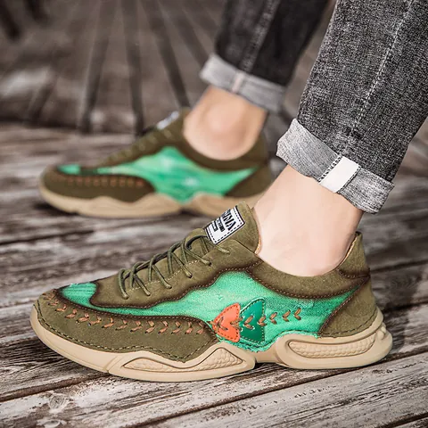 Baskets Décontractées Tendance Pour Hommes Style Octopus Chaussures De Marche Légères Respirantes Rétro Patchwork Semelle En Caoutchouc