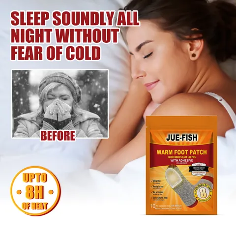 Jue-Fish 10PCS Self Heating Warm Foot Patches Air Activated Adhesive Winter Heat Pack For Outdoor Work Skiing Foot Warmers