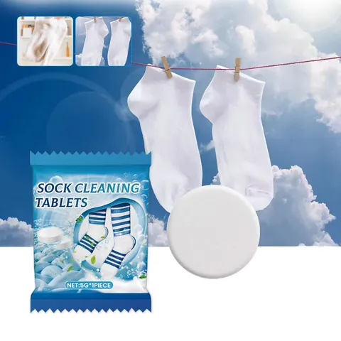 Sock Cleaning Tablets Powerful Stain Removal Deodorizing Antibacterial Effervescent Tablets For Laundry Socks Cleaning 5g