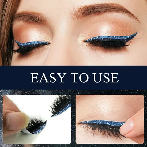 Autocollants Eyeliner Et Faux Cils Autocollants Imperméables Paillettes Scintillantes Outil De Maquillage Yeux Réutilisable Femme