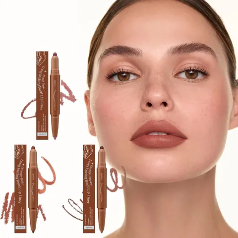 Zephoco Crayon à Lèvres Double Extrémité Lisse Longue Tenue Défini Imperméable Rouge à Lèvres Mat pour Femme Beauté