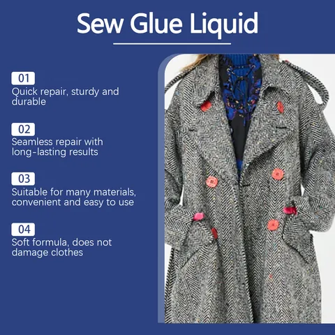 Jue Fish Colle à Tissu Liquide Lavable Adhésif de Réparation de Vêtements Sans Couture Séchage Rapide pour Tous les Textiles