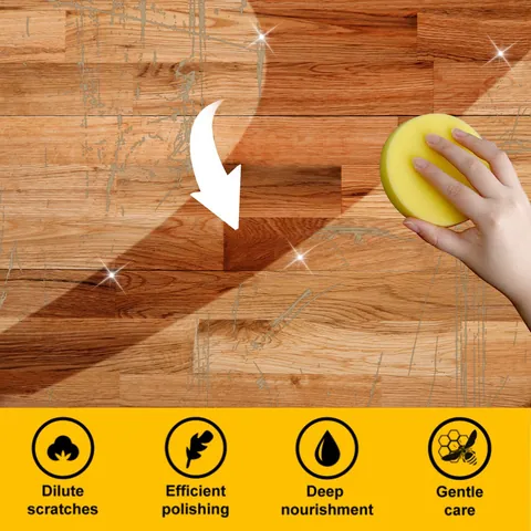 Jakehoe Wood Floor Beewax Cleaner 100ml With Sponge Household Furniture Polishing Maintenance Wax Protection Shine
