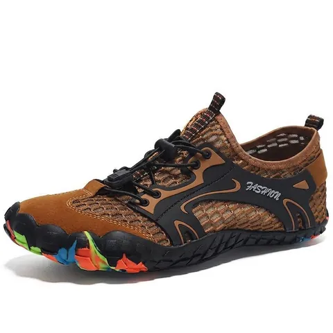 Men's Outdoor Wading Shoes Mesh Breathable Quick-Dry Water Shoes Hiking Beach Sports Non-Slip Sneakers Fashion Hollow Casual Footwear