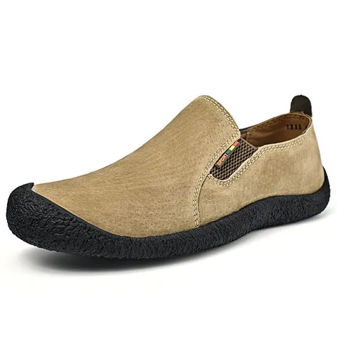 Chaussures Décontractées d'Extérieur pour Hommes en Daim Basses Slip-on Sneakers Antidérapantes Bout de Protection
