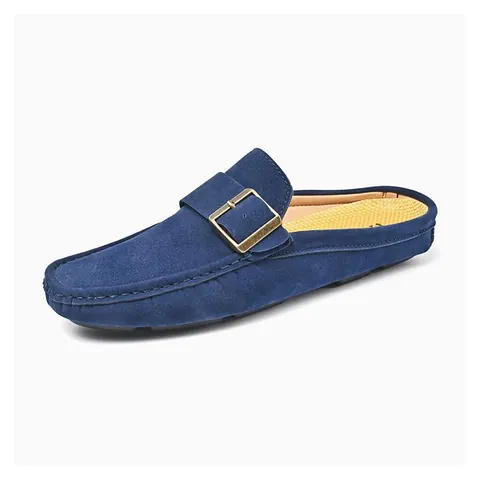 Ανδρικά Mule Loafers από Καστόρι Δέρμα Βοοειδών Χωρίς Φτέρνα Slip-on Casual Παπούτσια Με Μεταλλική Αγκράφα Χειροποίητα Μεγάλο Μέγεθος 38-48