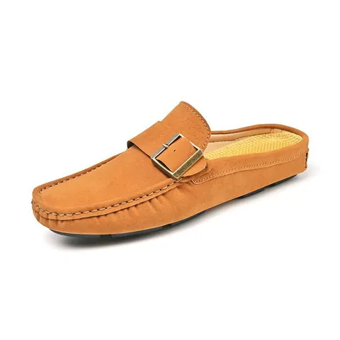 Ανδρικά Mule Loafers από Καστόρι Δέρμα Βοοειδών Χωρίς Φτέρνα Slip-on Casual Παπούτσια Με Μεταλλική Αγκράφα Χειροποίητα Μεγάλο Μέγεθος 38-48