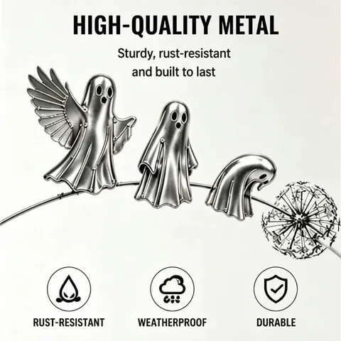 Halloween Ghost Pumpkin Metal Garden Stakes Weatherproof Yard Signs Outdoor Lawn Path Decorative Ground Plugs Halloween Decor