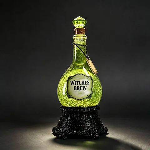 Halloween Resin Witches Brew Bottle Decoration Glowing Green Liquid Light Up Table Ornament For Home Party Resin Craft Gift