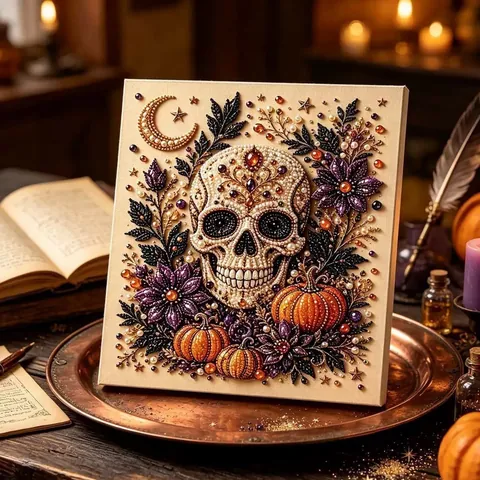 Halloween Geist Kürbis Acryl DIY Perle Malerei Kit Handgefertigte Dekorative 5D Kunst Material Pack Für Festliche Wanddeko