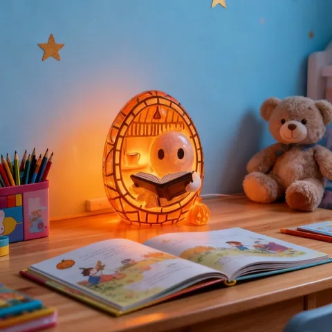 Lámpara de Baño de Burbujas de Fantasma de Halloween Creativa Taza de Calabaza Fantasma Leyendo Luz Nocturna Estatua de Resina