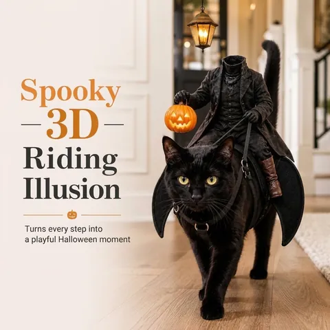 Disfraz de Halloween Jinete sin Cabeza para Mascotas Calabaza Linterna para Gatos Perros Pequeños Ropa de Fiesta