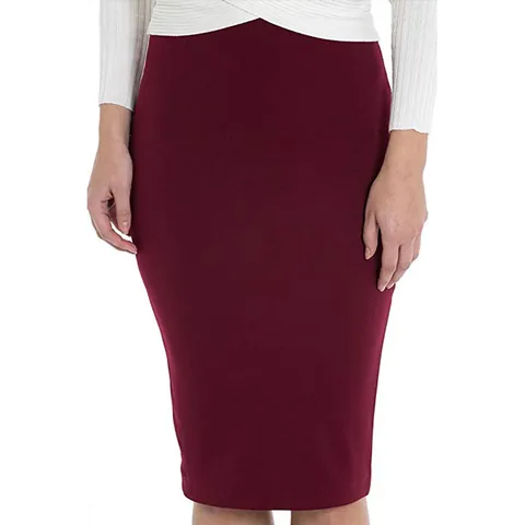 Women High Waist Pencil Skirt Slim Fit Sexy Bodycon Midi Skirt Polyester Spandex Solid Color OL Office Work Wear Bottom