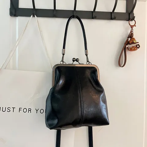 Vintage PU Leer Kusslot Crossbody Tas Vrouwen Schelp Handtas Retro Schoudertas Met Handvat Verstelbare Riem Casual Tas