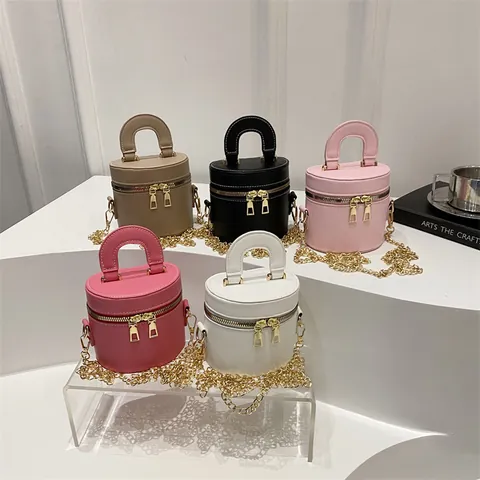 Sac Seau Élégant en Cuir PU pour Femmes Sac à Main Double Fermeture Éclair Mode Coréenne Chaîne Sac à Bandoulière Décontracté