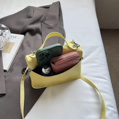 Vrouwen Mode Kleine Vierkante Tas Koreaanse Stijl Litchi Korrel PU Leer Handtas Hart Rits Zilveren Hardware Crossbody Schoudertas
