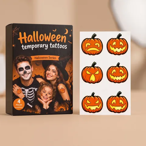 Halloween Pumpkin Series Temporary Tattoo Stickers Waterproof Long Lasting Face Body Art For Party Makeup Festive Decor