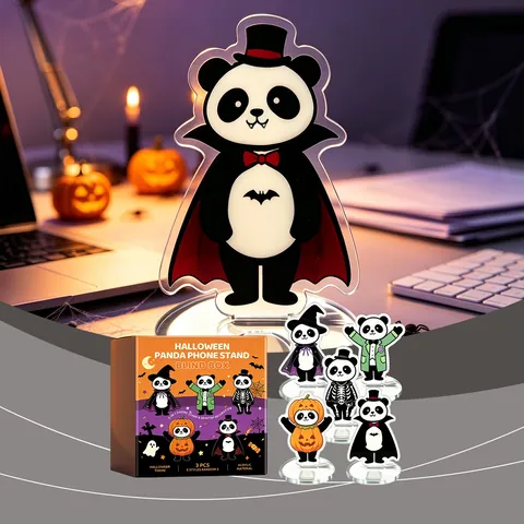 Supporto per Telefono Panda di Halloween Ornamento da Scrivania Simpatico Cartone Animato Zucca Fantasma Vampiro Decorazione Desktop