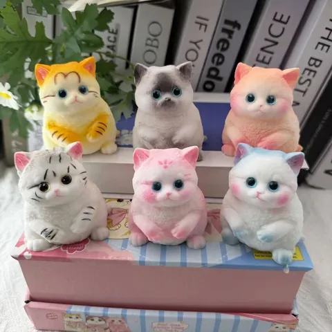 Giocattolo Antistress Squishy a Forma di Gatto Ciccione Dipinto a Mano Giocattolo da Spremere Animale per Regalo Decorazione Scrivania Adulti Bambini