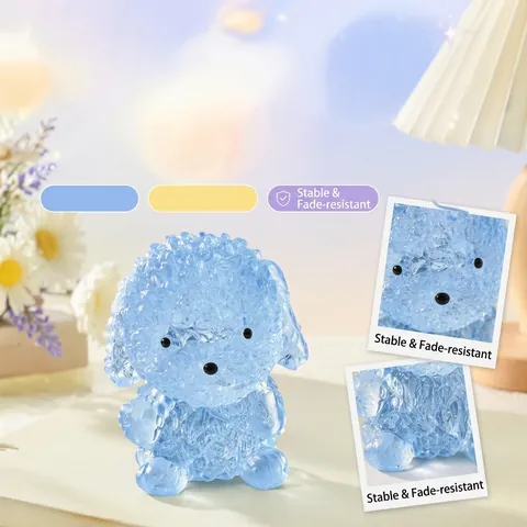 Poodle Dog Squishy Toy Stress Relief Translucent TPR Crystal Texture Puppy Desk Ornament Gift For Kids