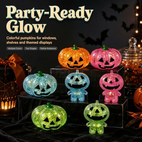 Halloween Pumpkin Squishy Toy TPR Glitter Translucent Squeeze Toy For Stress Relief Funny Jack-O-Lantern Party Favors Decor Gift