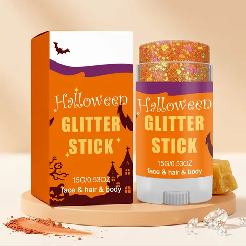 Stick Glitter Arancione per Halloween 15g Multi-Shimmer Viso Capelli Corpo Illuminante in Crema per Trucco da Festa