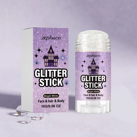Halloween Glitter Stick Bright White Face Body Hair Shimmer Makeup Stick Sparkling Face Cream For Festival Party Cosplay