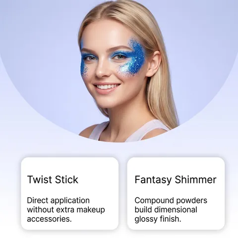 Halloween Bastoncino di Glitter Blu per Viso Capelli Corpo Trucco Scintillante Pasta di Glitter a Lunga Durata per Decorazione di Feste Cosplay Festival