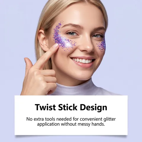 Purple Glitter Stick Solid Makeup Balm For Face Hair Body Long Lasting Shinning Festive Party Halloween Makeup