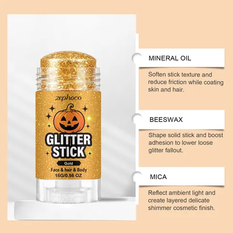 zephoco Χρυσό Glitter Stick για το Halloween Πρόσωπο Σώμα Μαλλιά Μακιγιάζ Λεία Εφαρμογή Χρυσό Stick Ζωγραφικής για Πάρτι Φεστιβάλ