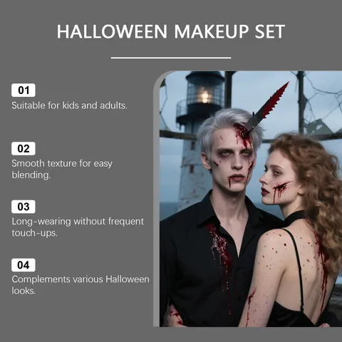 Kit Pintura Facial Corporal Efectos Especiales Halloween Spray Sangre Falsa Látex Líquido Cera Cicatrices Maquillaje