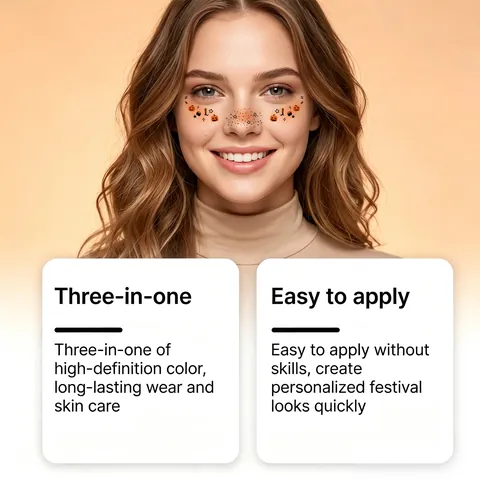 Halloween Pumpkin Face Temporary Tattoo Stickers Waterproof Long Lasting HD Color Skin Friendly Mineral Pigment Body Decals