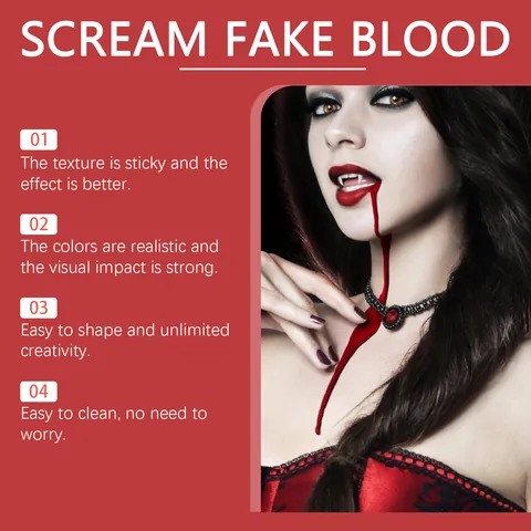 Halloween Realistic Fake Blood Liquid For Costume Horror Makeup Effect Vampire Zombie Cosplay Stage Prop Red Blood Drips