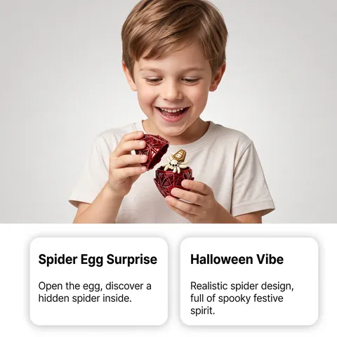 3D Printed PLA Halloween Spider Egg Toy With Surprise Spider Figure Hollow Pattern Interactive Holiday Desktop Ornament Party Decor