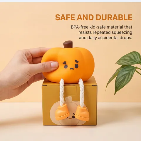 Halloween Pumpkin Night Light Silicone LED Lamp Cute Evil Sad Pumpkin Decor With Long Legs USB Rechargeable Desk Lamp For Kids Bedroom Party Decoration