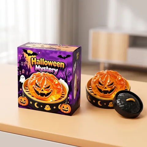 Jouet Squishy Citrouille d'Halloween en TPR Jouet de Pression Souple Avec Conteneur Et Boîte Cadeau Idéal Pour Soulager le Stress Et la Fête