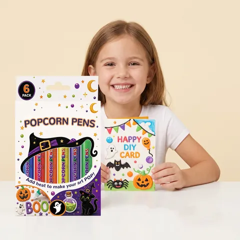 Stylos Popcorn Halloween Marqueurs Peinture Gonflante 3D pour Enfants Outils Dessin Créatif DIY Multicolore Fournitures Art