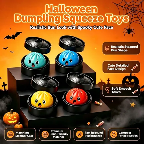 Halloween Expressie Dampende Broodje Squishy Speelgoed Zacht TPR Slow Rebound Stressverlichting Speelgoed Met Zwarte Stoommand