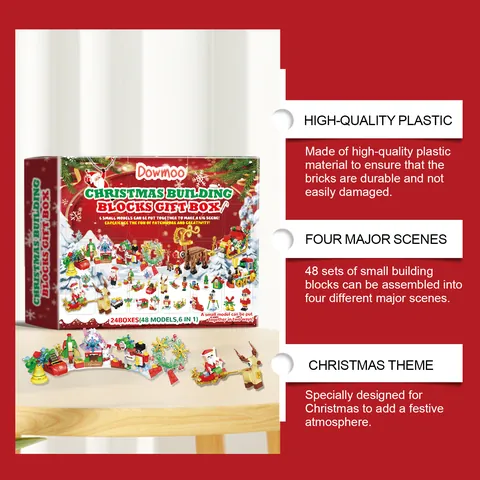 Kerst Bouwstenen Blind Box Adventskalender Met Meerdere Modellen Montage Scène Educatief Speelgoed Feestelijk Cadeau Voor Kinderen