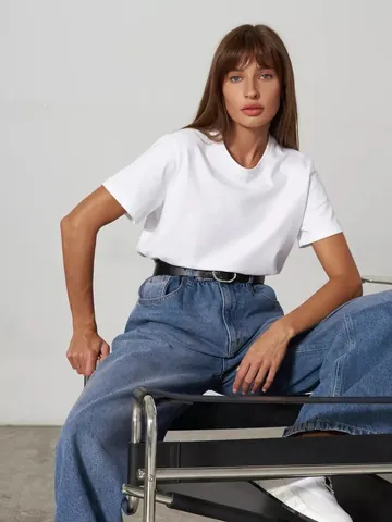Damen Casual Baumwolle Kurzarm T-Shirt Sommer Einfarbig Rundhalsausschnitt Basic Weich Locker Top Mode Komfort Tee