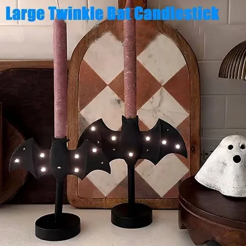 Candelabro Pipistrello Gotico Twinkle Porta Candele in Ferro Nero Decorazioni di Halloween Stand per Candele per Casa Regalo