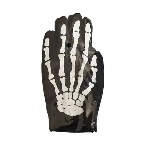 Halloween Children Skeleton Gloves Black White Bone Pattern Knit Embroidery Gloves For Costume Party Horror Accessory