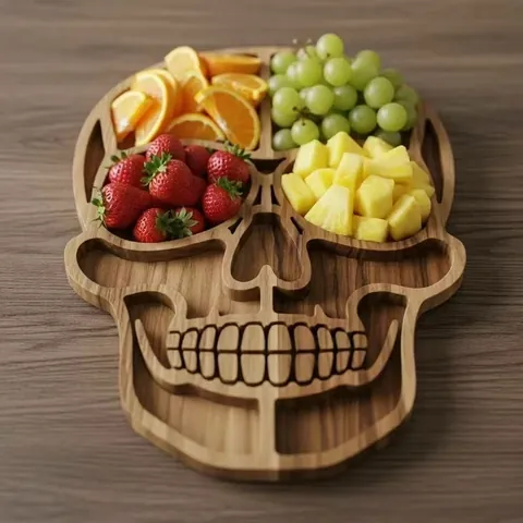 Halloween Wooden Charcuterie Board Skull Ghost Wolf Shaped Serving Tray For Party Snack Appetizer Platter Decorative Serving Board