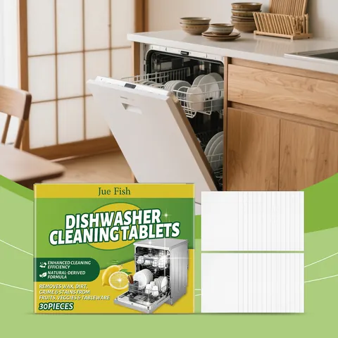 Jue Fish Dishwasher Cleaning Tablets Effervescent Deep Cleaning Oil Stain Descaling Tablets For Home Kitchen Dishware