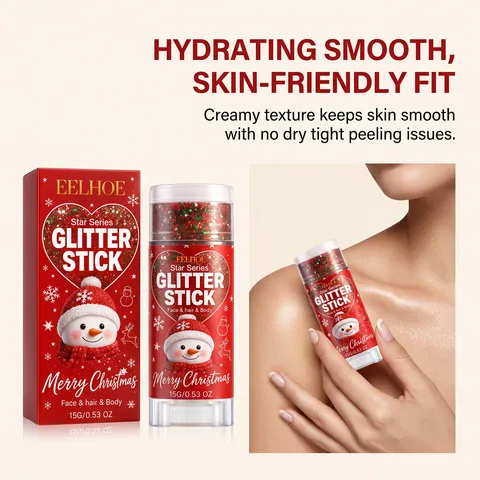 Stick di Brillantini Natalizi per Viso Capelli Corpo Crema Luccicante per Trucco Festa Festiva Evidenziatore Perlato Colorato