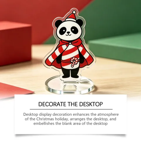 Supporto per Telefono Panda di Natale Blind Box Supporto da Scrivania in Acrilico Decorazione Panda Figura Ornamento Casa Ufficio