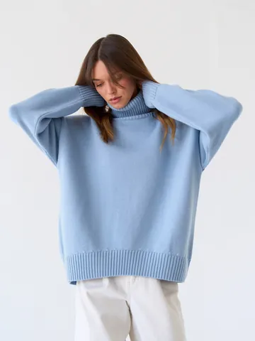 Eleganter Damen Rollkragenpullover Aus Weichem Strick Viskosemischung Locker Oversized Warmer Langarm Top Für Herbst Winter