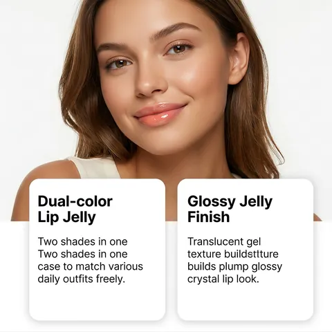 Zephoco Lucidalabbra in Gelatina Bicolore Idratante Rosa Nude Arancio Nude Gelatina per Labbra Trucco Natalizio Donna